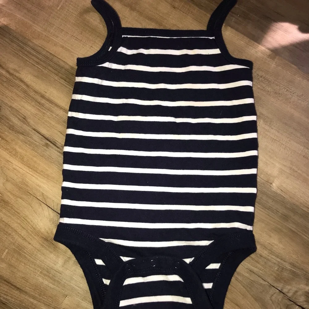 5/$25 NWOT Baby Gap Navy Blue White Striped Tank One Piece Onesie